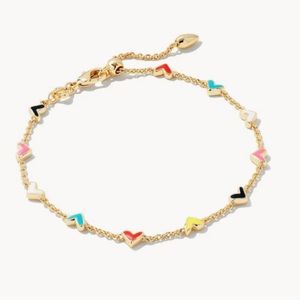 NWT Kendra Scott Haven Heart Gold Chain Bracelet in Multi Mix